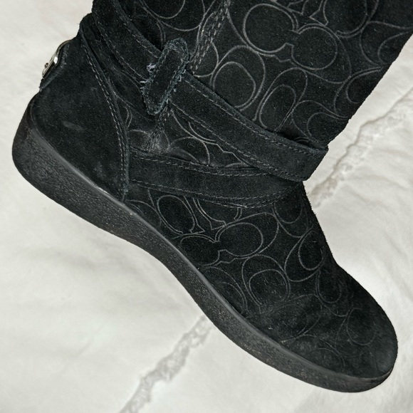 Coach Thelma Black Signature Embossed Suede Boots size 8 in good condition sexy - Picture 14 of 16